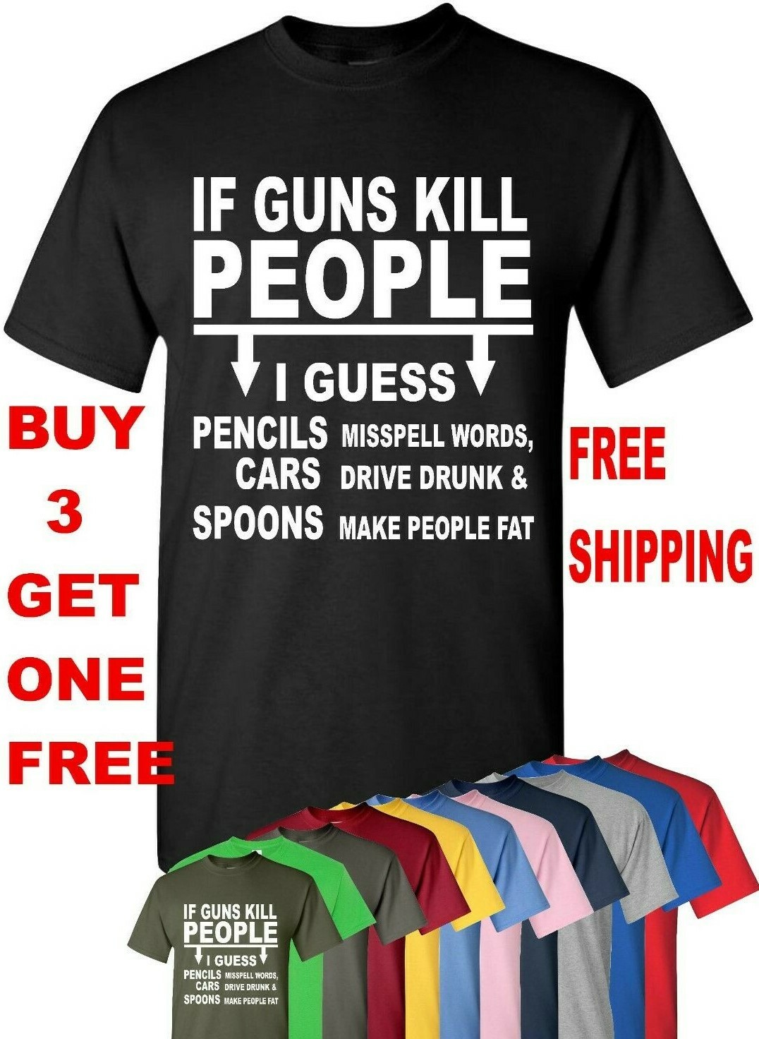 If Guns Kill People T-Shirt 2nd Amendment Gun Rights Funny 2A Mens Tee Shirt