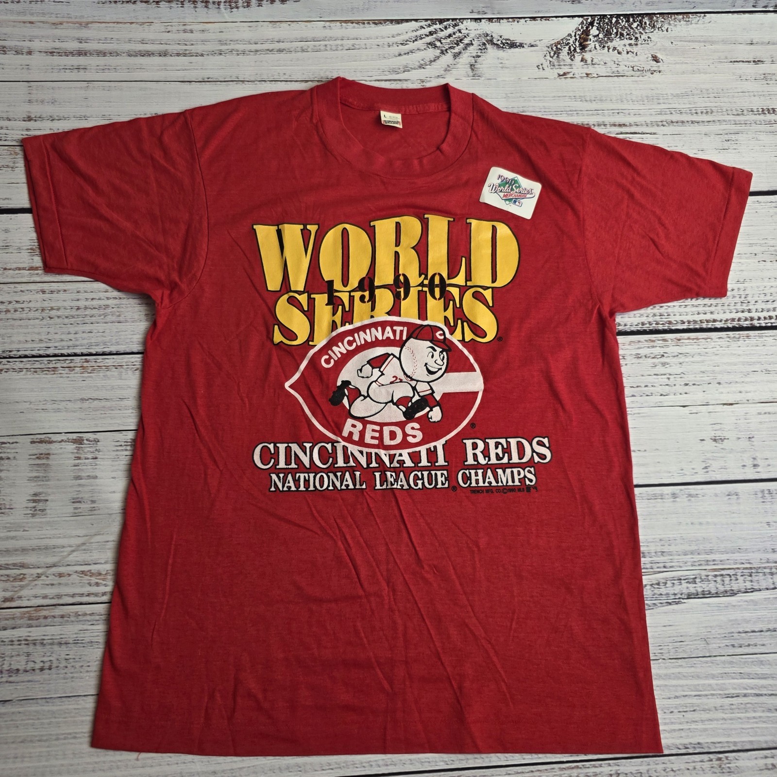 Vintage Cincinnati Reds T-Shirt Mens Large 1990s World Series Single Stitch Red