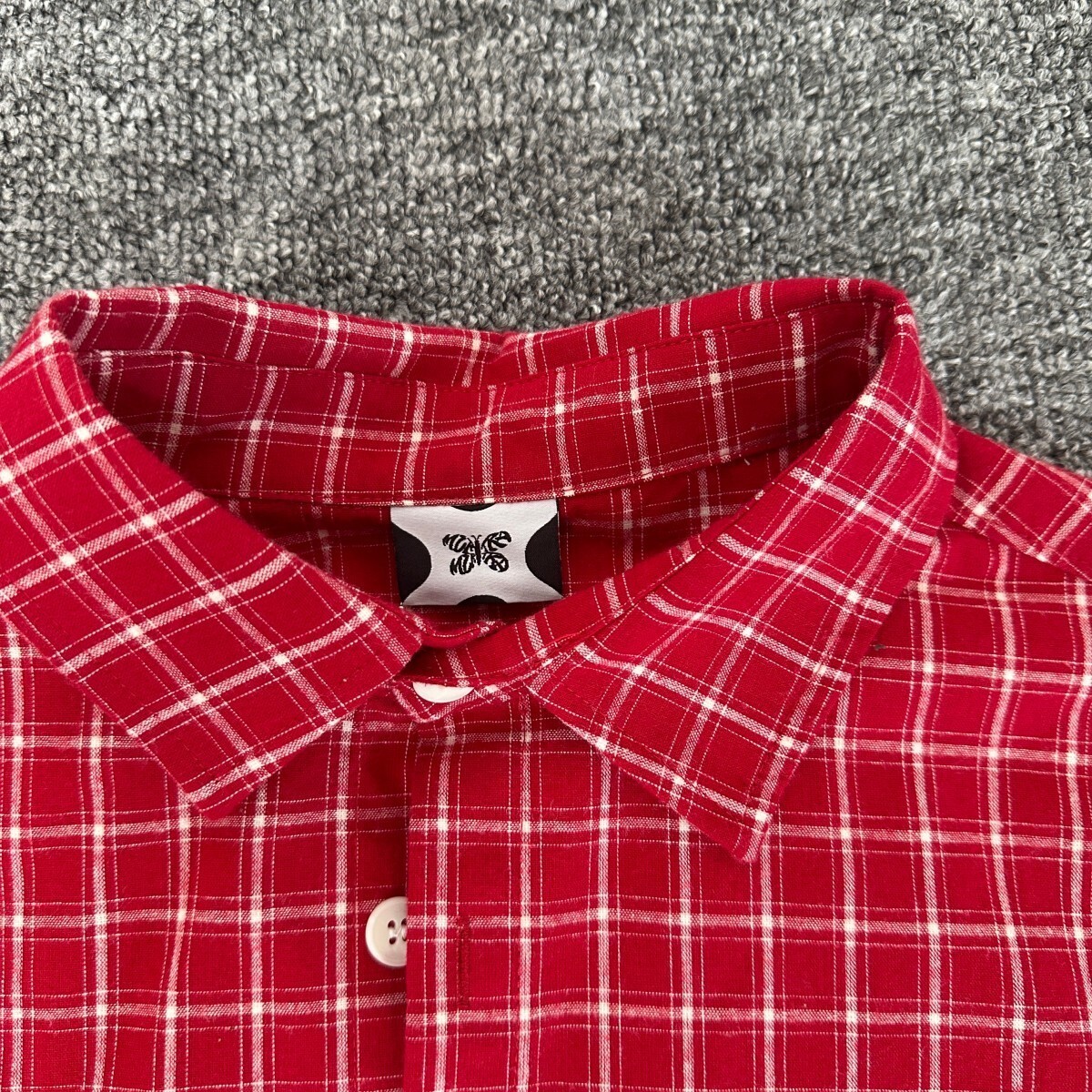 Mertra letter-printed checked shirt – loose-fitting casual short-sleeved shirt