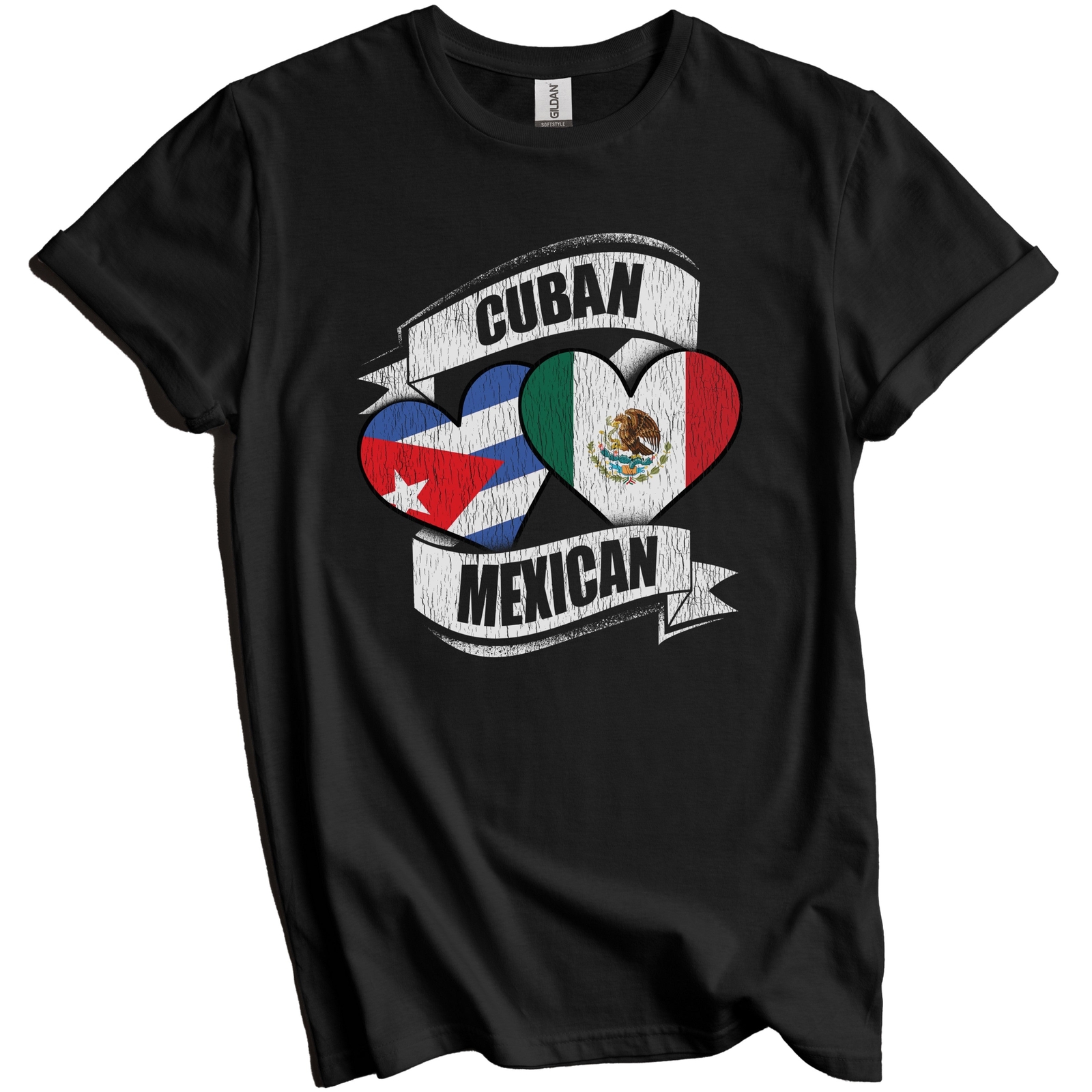 Cuban Mexican Hearts Cuba Mexico Flags T-Shirt
