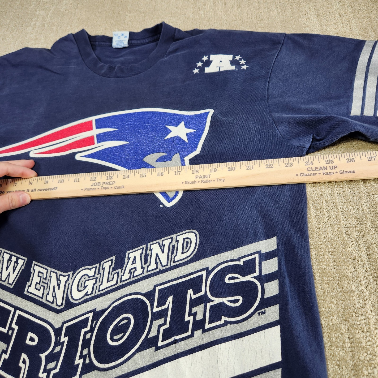 Vintage 90s New England Patriots Shirt Men XL AOP Salem Sports Single Stitch NFL