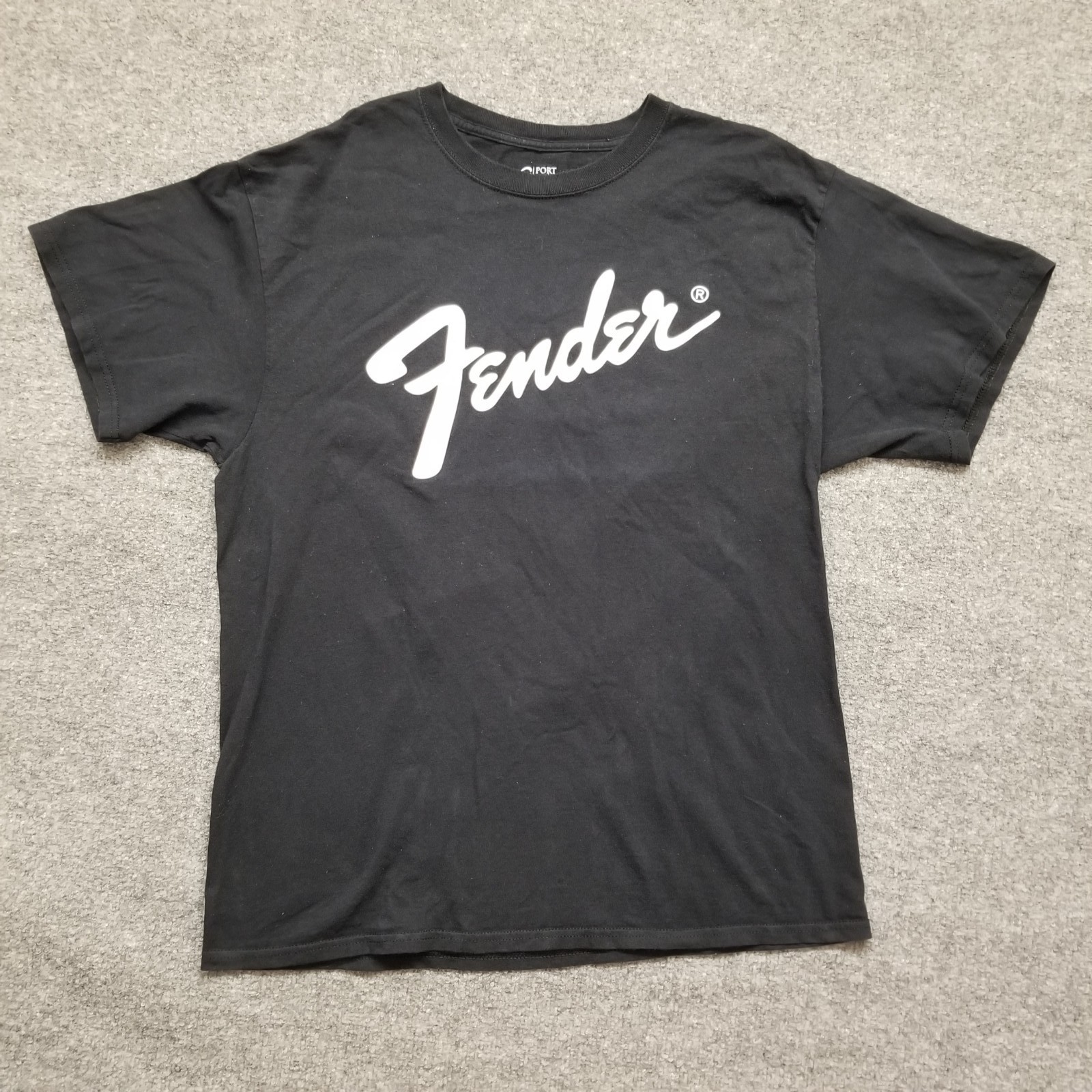 Port & Company Fender Guitars Adult T-Shirt Black Large Logo Short Sleeve Cotton