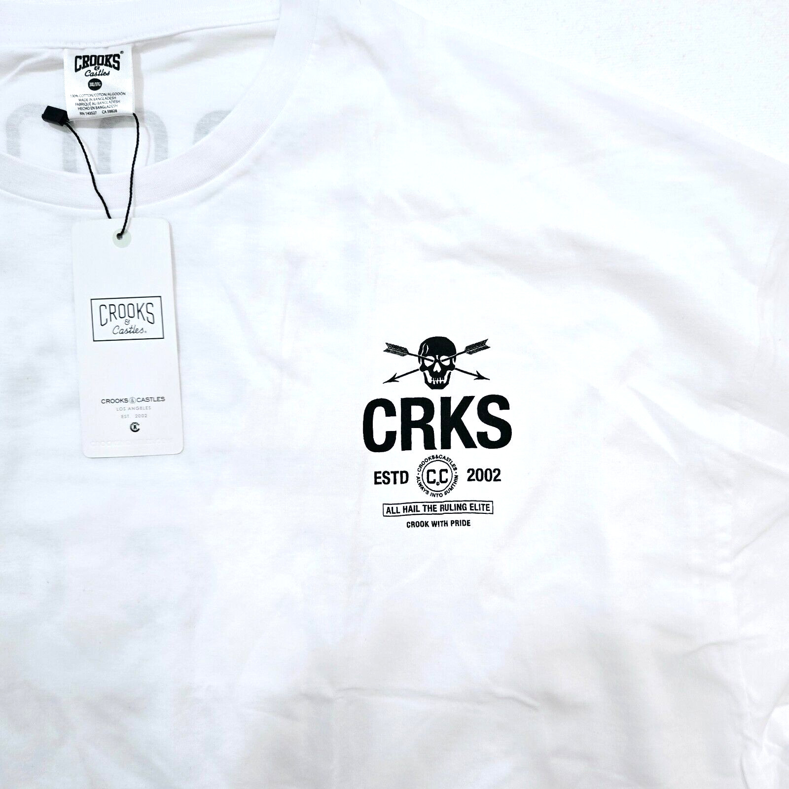 Crooks and Castles Big & Tall Men’s T-Shirt Design Black & White Short Sleeve