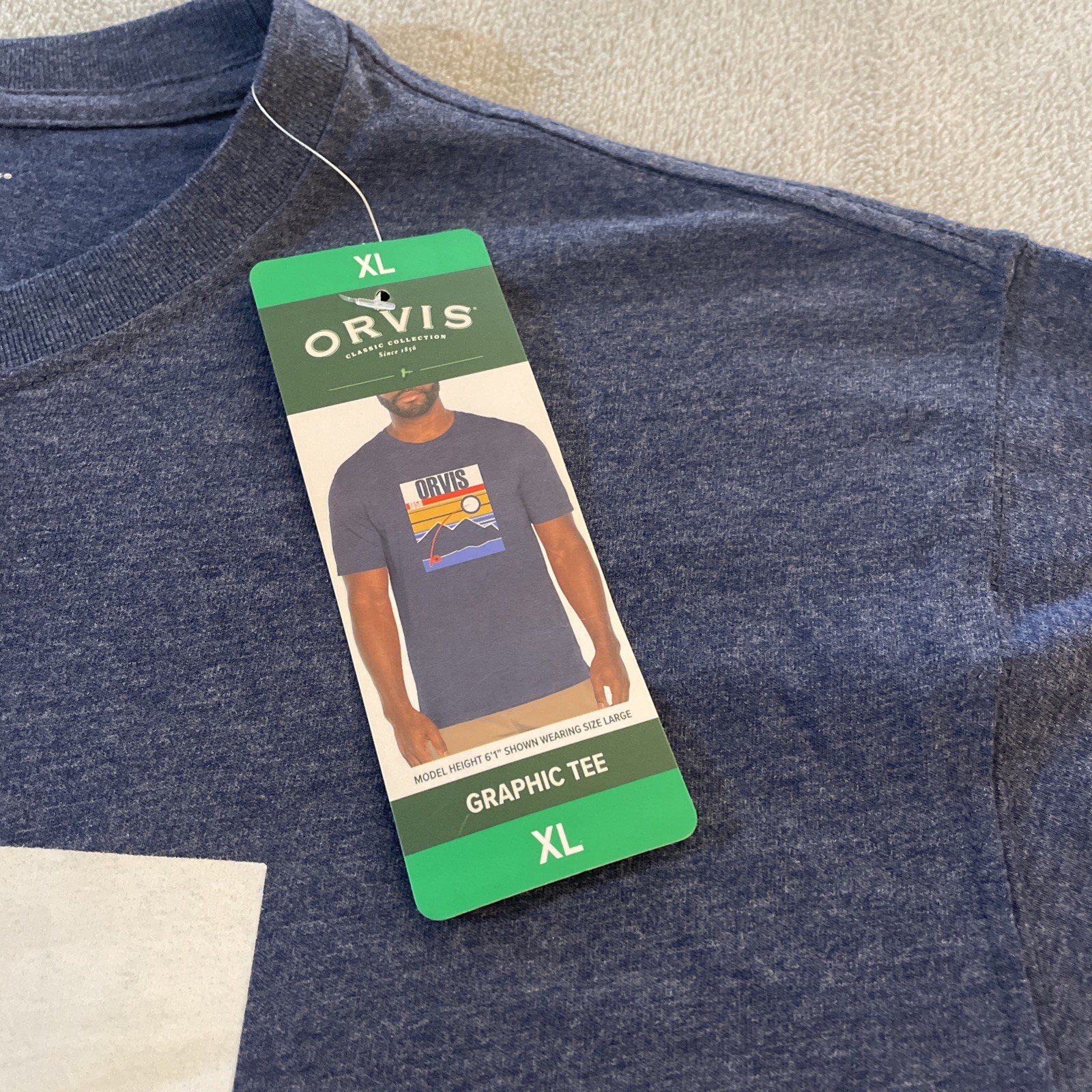 NEW Orvis Outdoor Classic Fit Graphic Tee T Shirt Men’s XL Medieval Blue, Gift