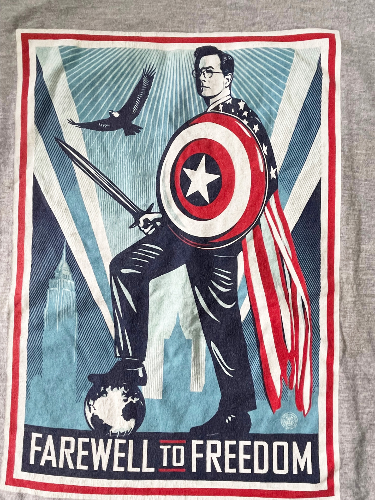 SHEPARD FAIREY COLBERT REPORT ‘Farewell to Freedom” Graphic T-Shirt Size L