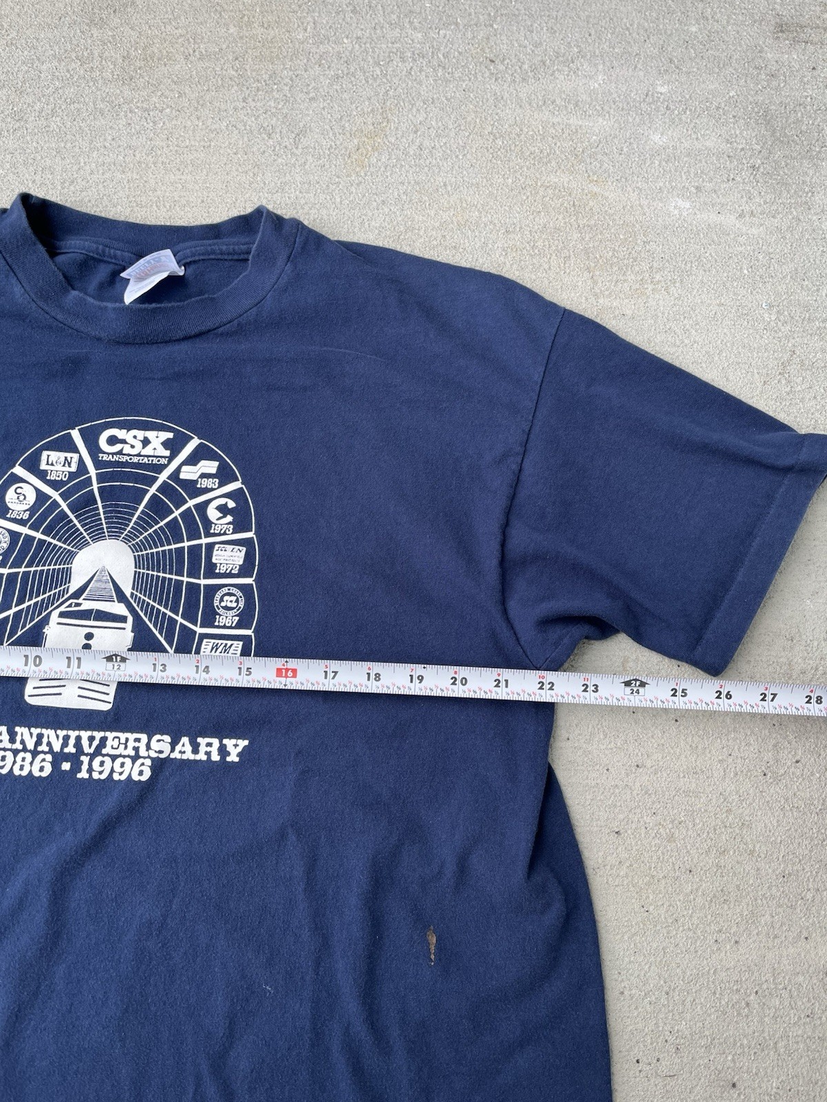 Vintage CSX 10 Year Anniversary T-Shirt Trains Railroad XL 90’s 1996 Stained