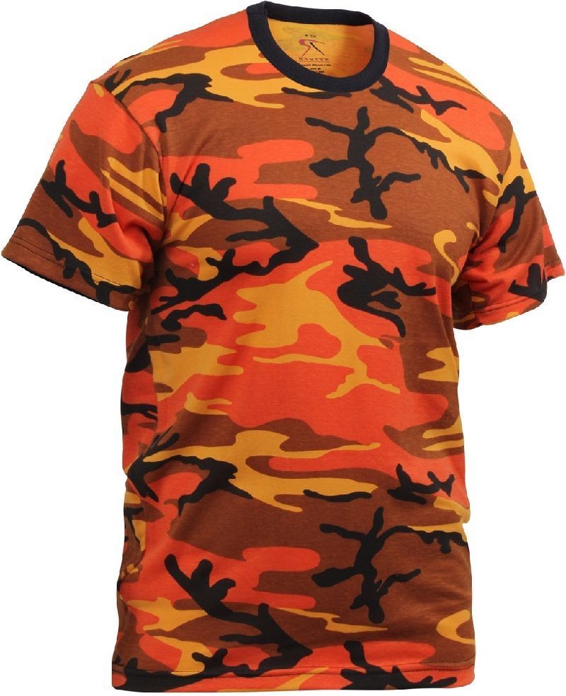 ORANGE CAMOFLAGE ROTHCO 5997 CAMO MENS TSHIRT ORANGE CAMO T-SHIRT SIZES S TO 3X
