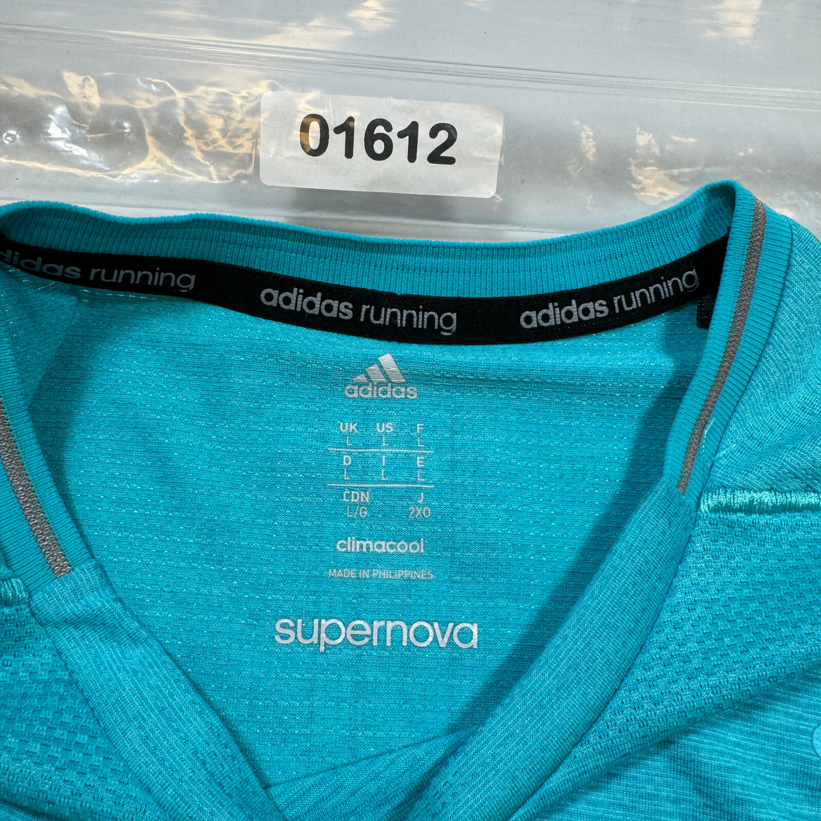 Adidas Running Supernova Men’s Size L Solid Turquoise Stretch Crew-Neck T-Shirt