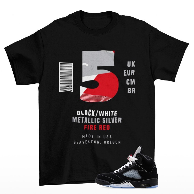 Sneaker Label Shirt to Match Jordan 5 OG Black Metallic Reimagined HF3975-001