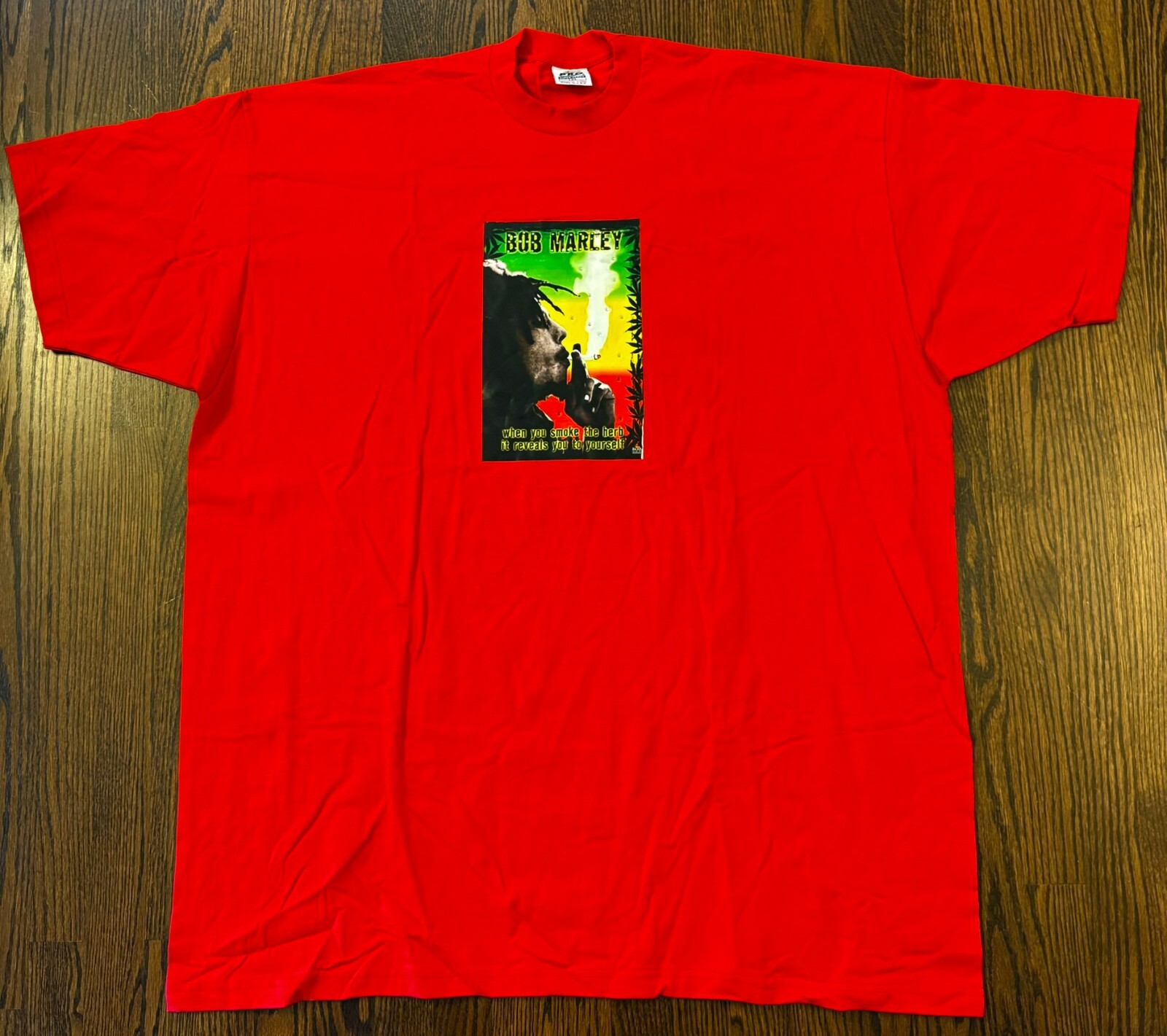 Bob Marley smoking herb size 7XL bling studs 5 Pro Super Heavy Red Tee T Shirt