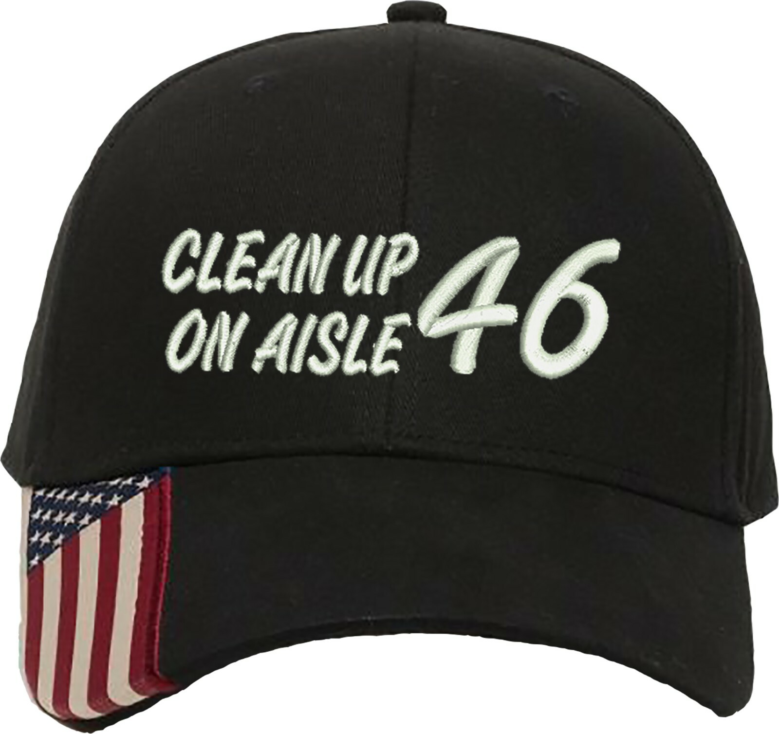 Cleanup on Aisle 46 Embroidered Structured Adjustable One Size Fits All US Flag