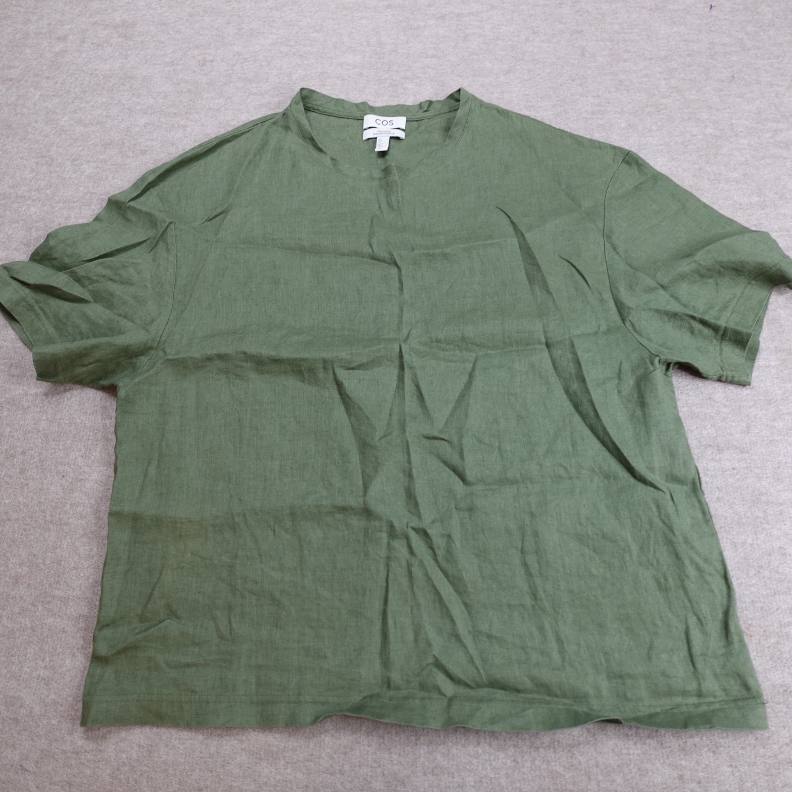 COS Mens Shirt Medium Green Relaxed Woven 100% Linen