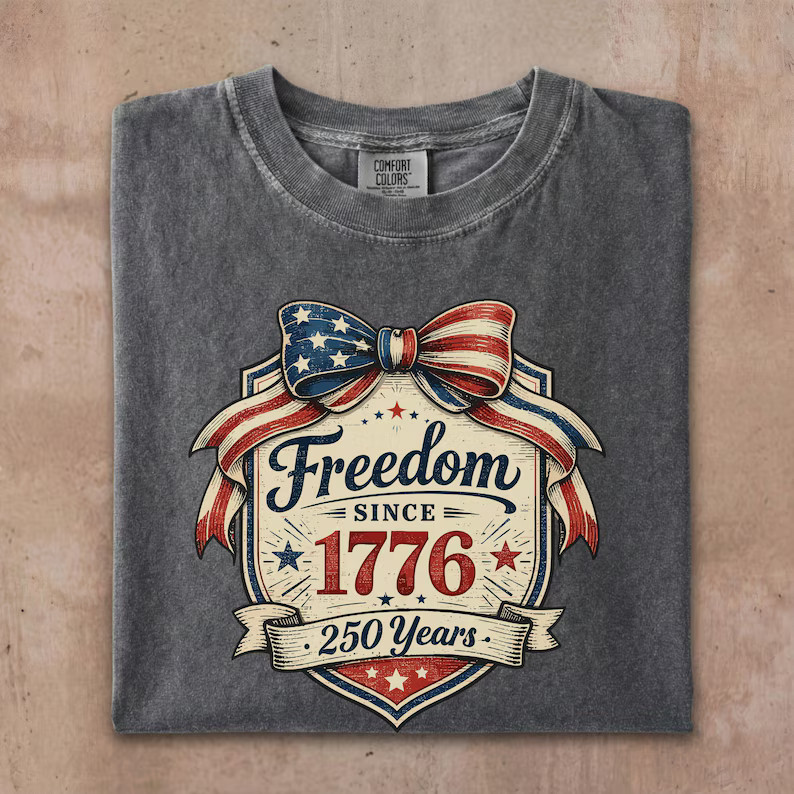 Vintage Freedom Bow Comfort Tee Shirt Women Men Soft