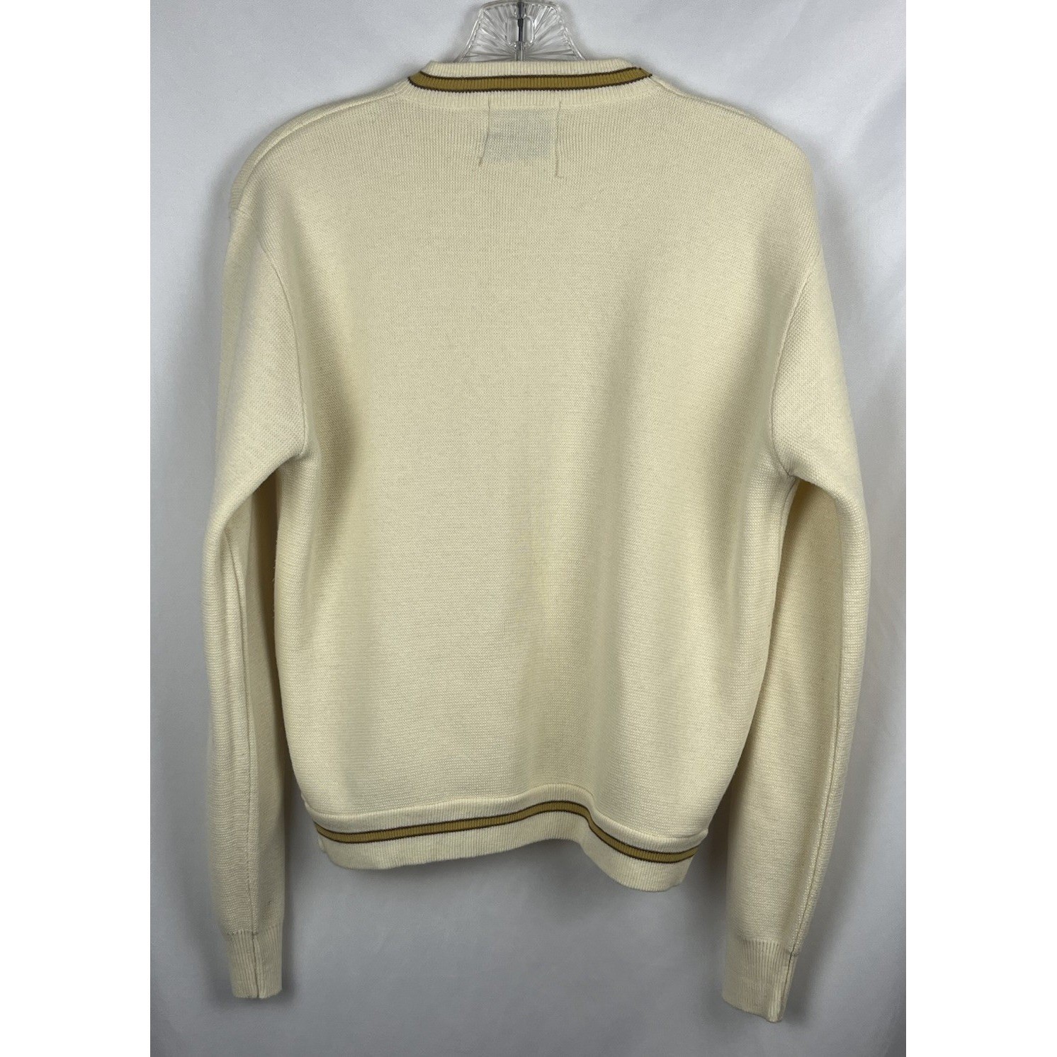 Vintage 60s 70s Donmoor Sweater Boys 20 Men Small Pale Yellow Orlon Acrylic USA