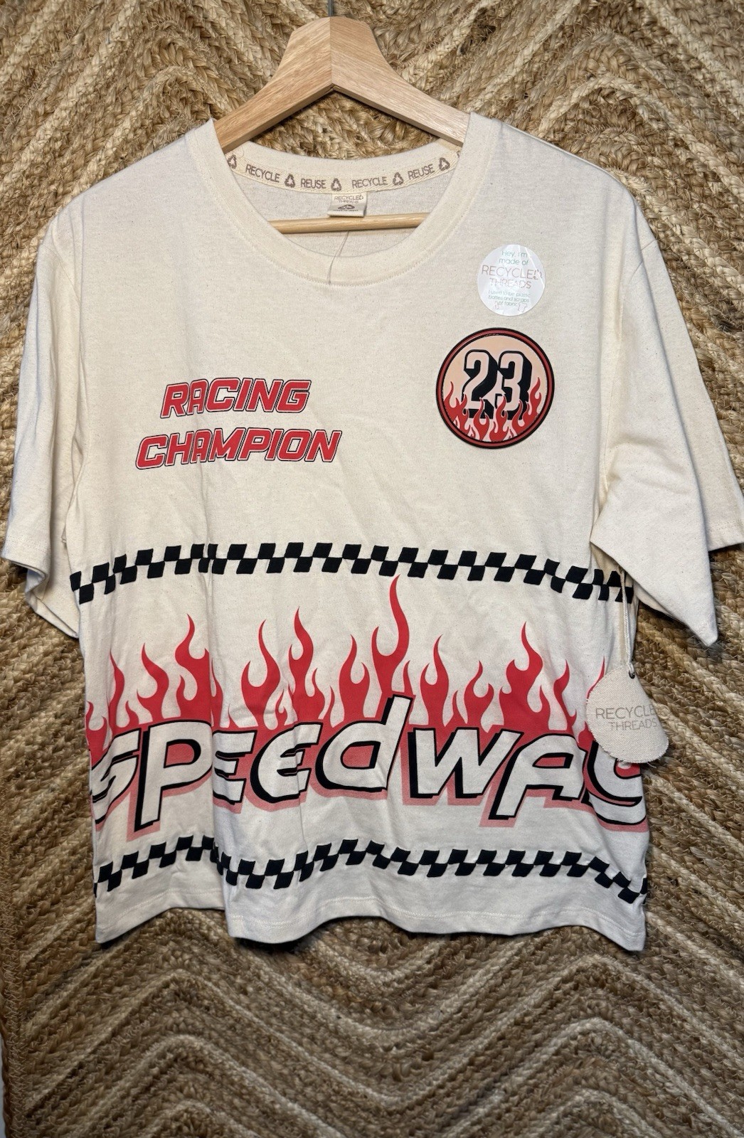 Recycled Threads Men’s NASCAR Racing Graphic Flame Tshirt “Speedway,” Size L,NWT