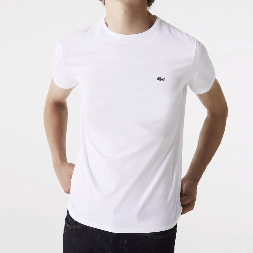 *NEW* Men Lacoste Crew Neck Pima Cotton Jersey T-shirts White (TH6709 001)