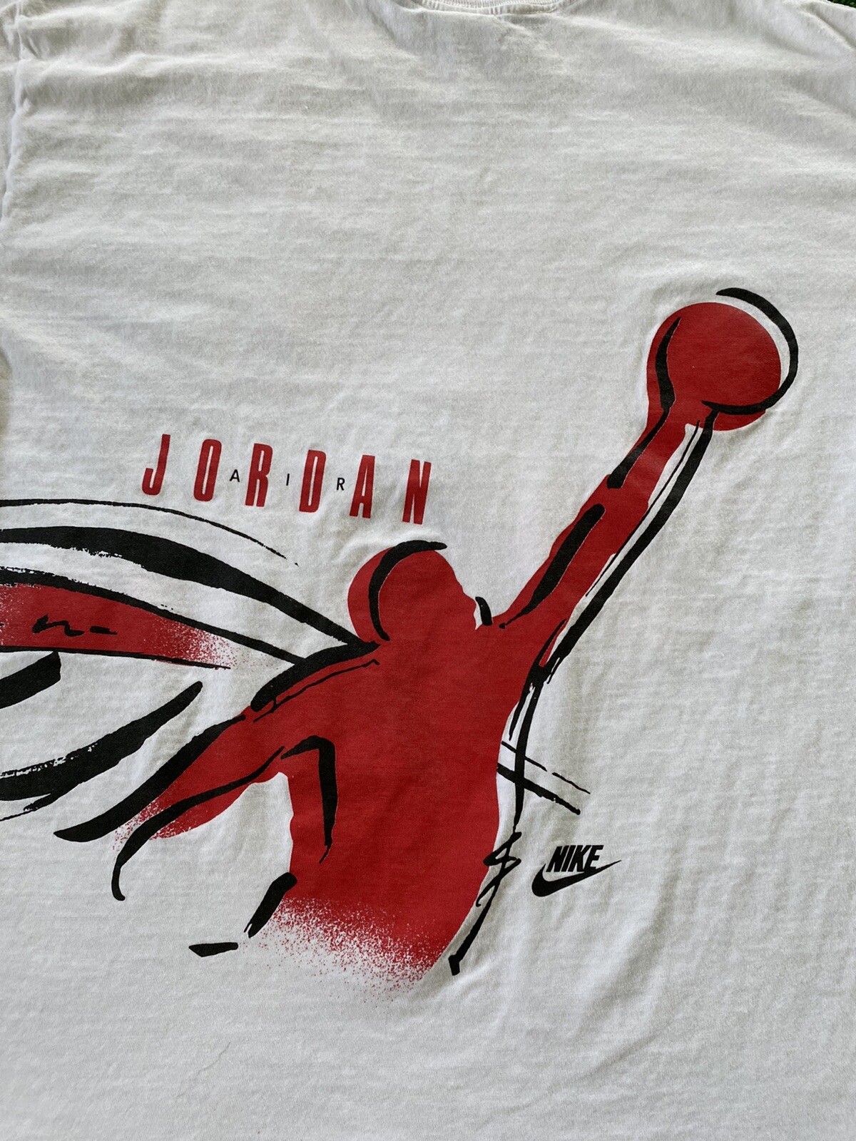 VTG 1993 Nike Air Jordan VIII 8 Aqua Geometric T-Shirt 90s Single Stitch 23×27.5