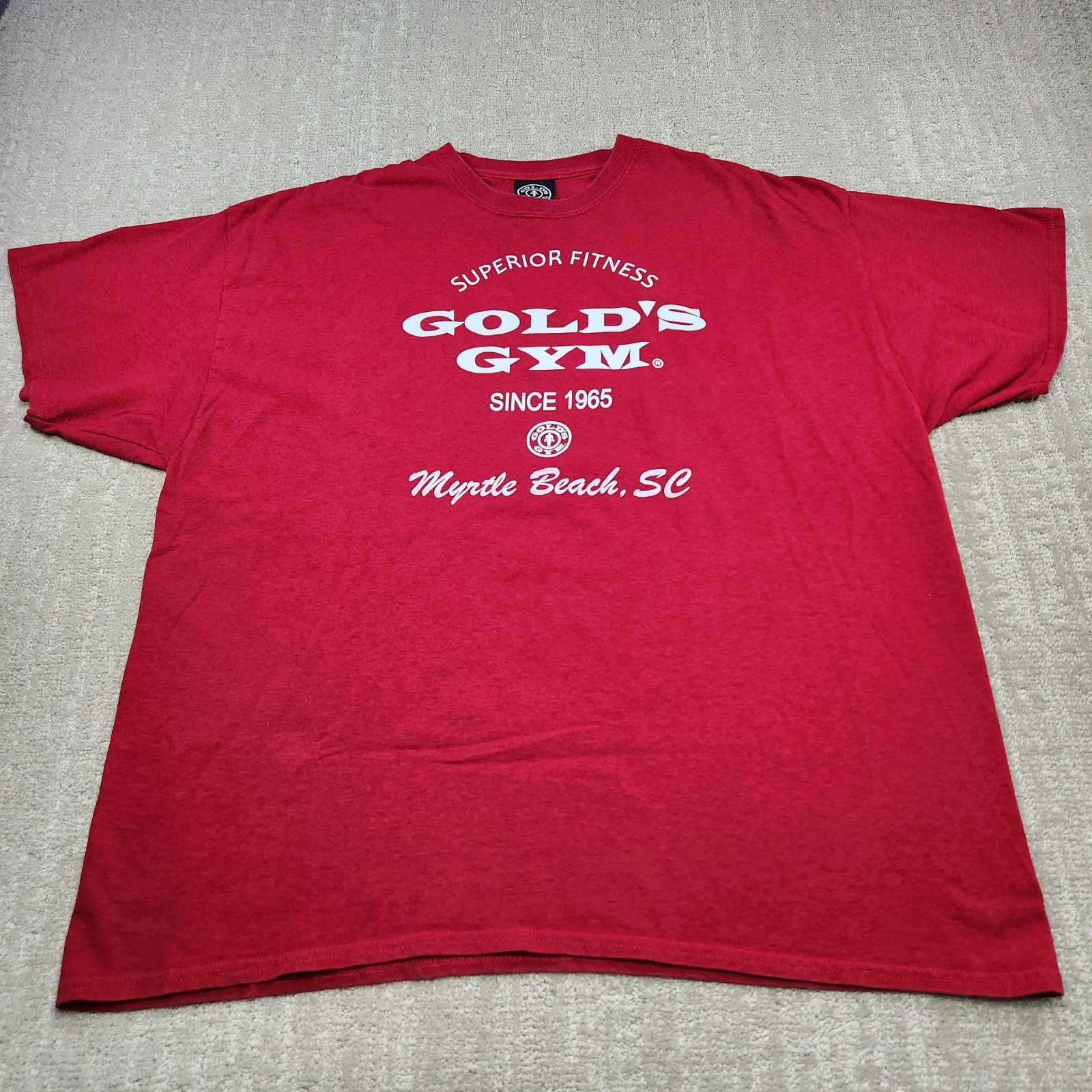 Golds Gym Shirt Men 2XL Bodybuilding Red Myrtle Beach USA Made Training