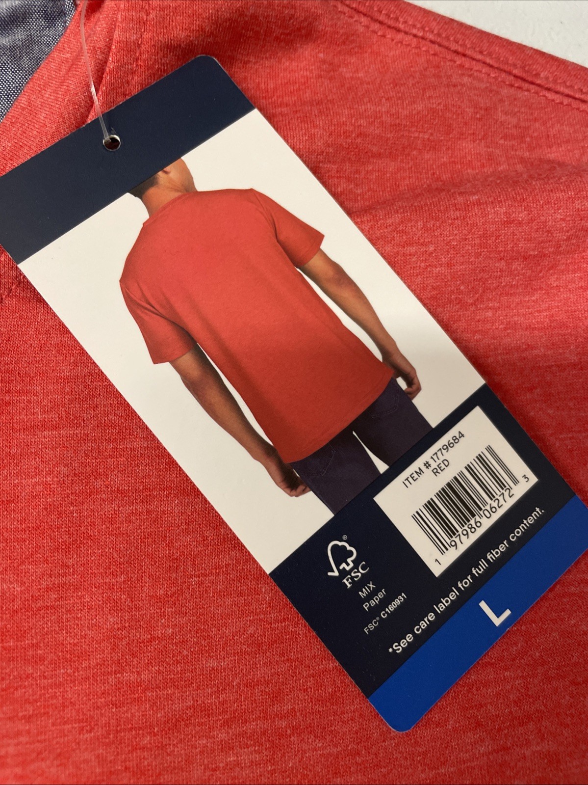 Lands End Men’s Classic Fit Stretch Tee Shirt Crewneck LARGE Short Sleeve RED
