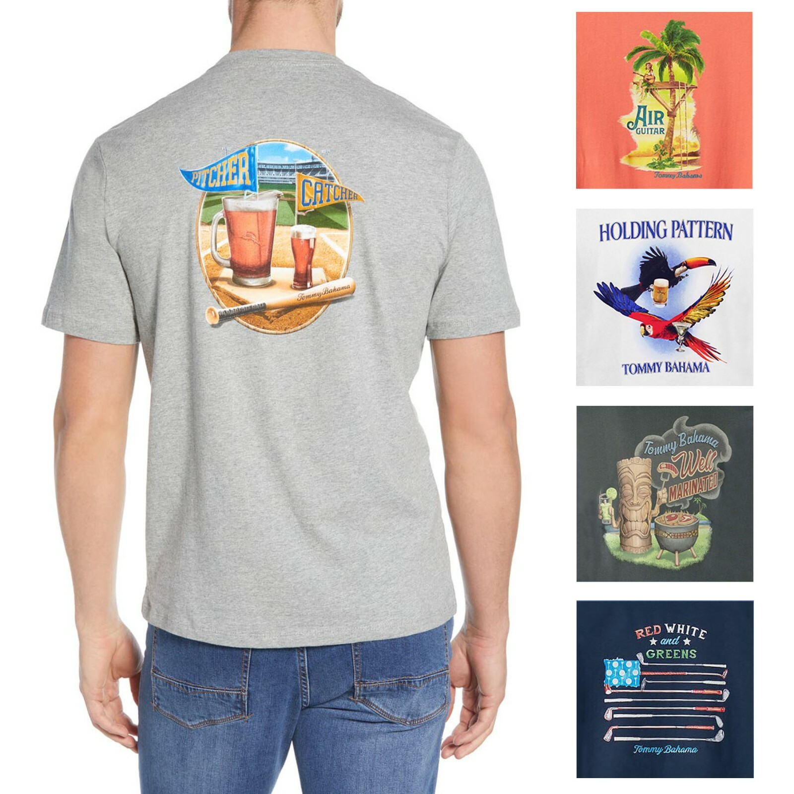 Tommy Bahama Mens Crew Neck Graphic Print T-Shirts