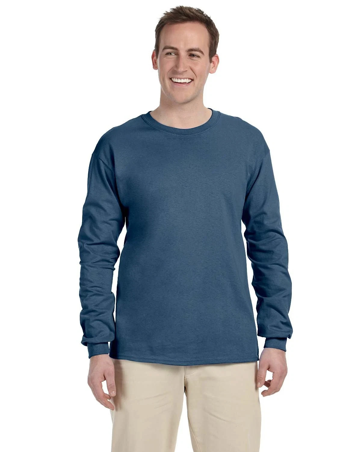 Gildan G240 Men’s Ultra Preshrunk Cotton Crew Neck Long Sleeve Tee Top T-Shirt