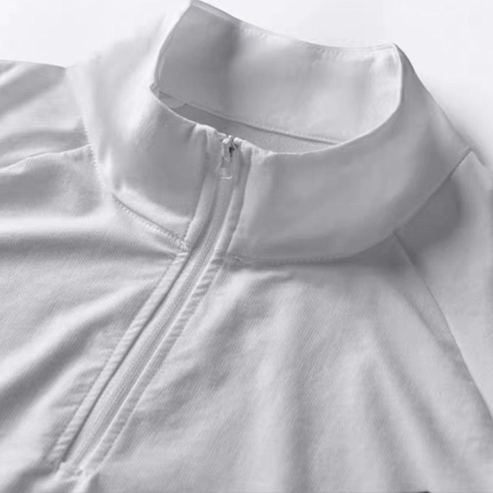 Men’s Breathable Polyester Spandex Half-Zip Stand Collar Tee Casual Sport Top