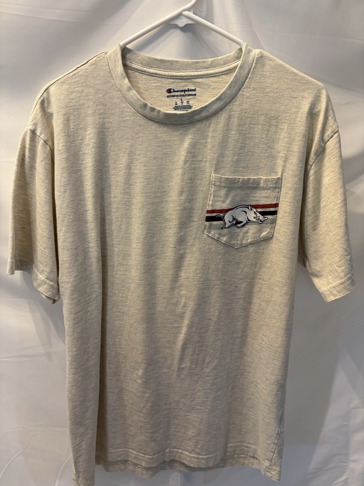 Champion Arkansas Razorbacks Gray Pocket T-Shirt, Men’s Size L