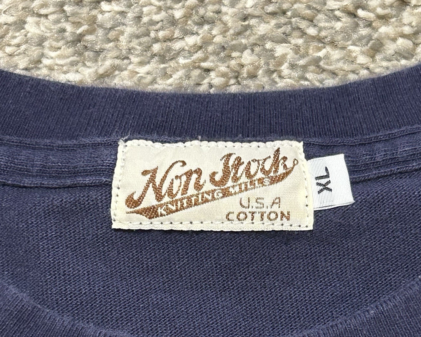 Non Stock Knitting Mills T-Shirt Men’s Size XL Navy Blue USA Made Workwear