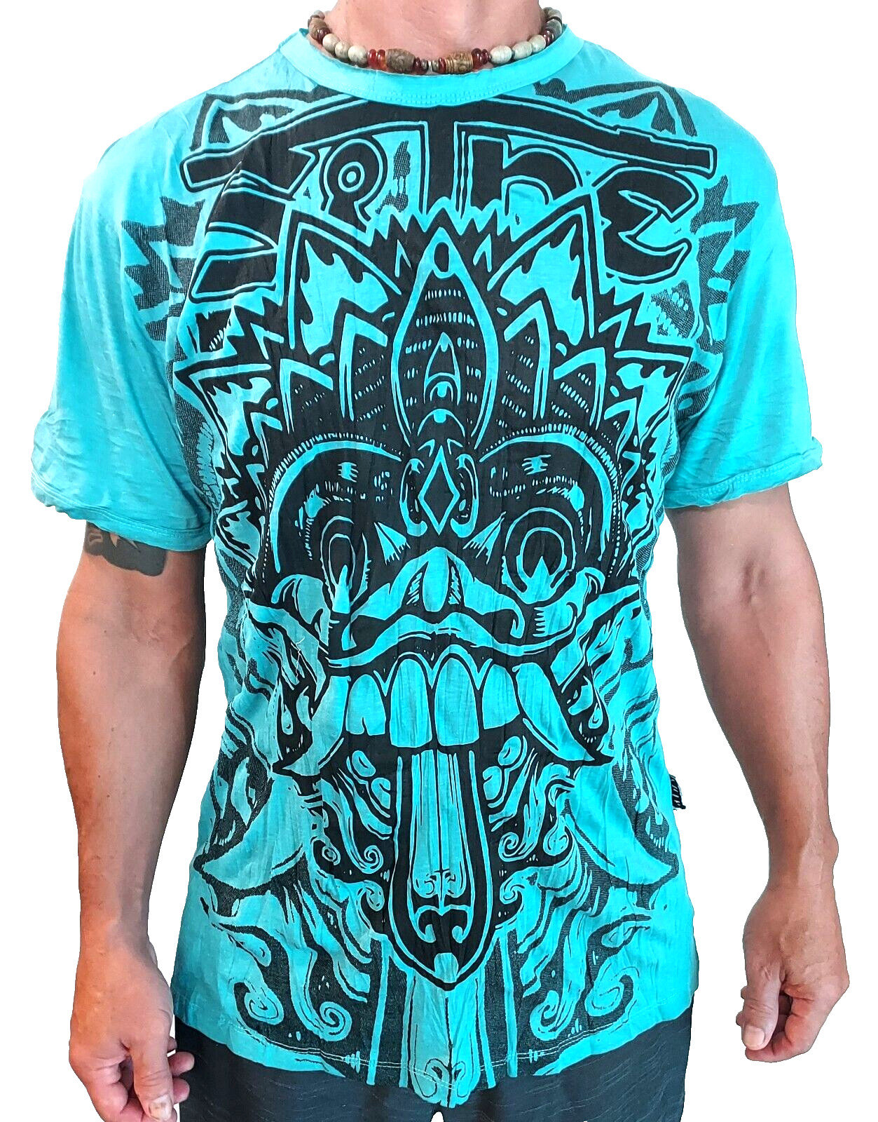 Garuda Tribal 2 Sided Graphic Medium T-Shirt Hippie Tattoo Men’s Yoga Shirt Sure