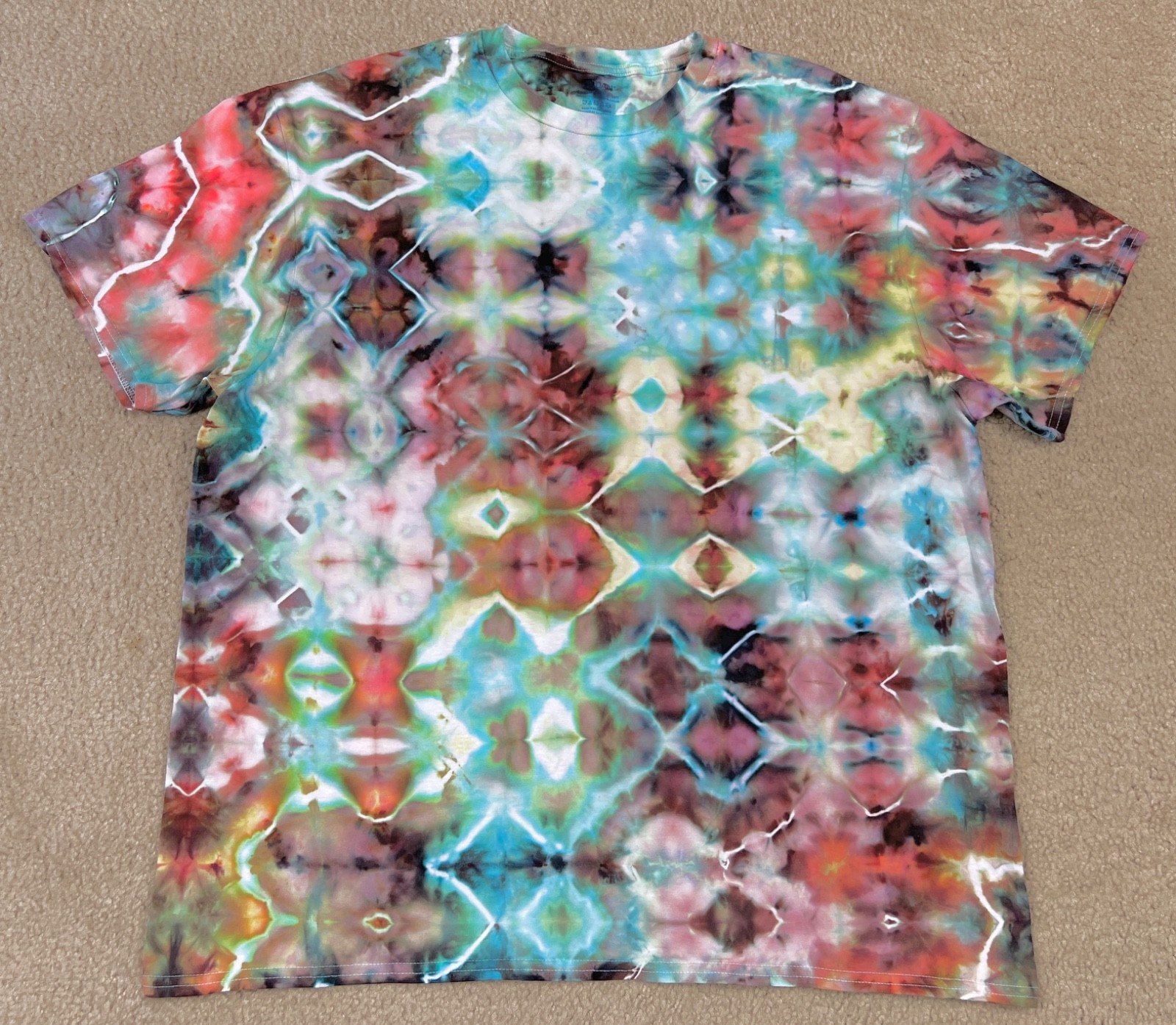 Handmade Ice Tie Dye T-Shirt 2XL Mens Womens Soft Cotton Glitch