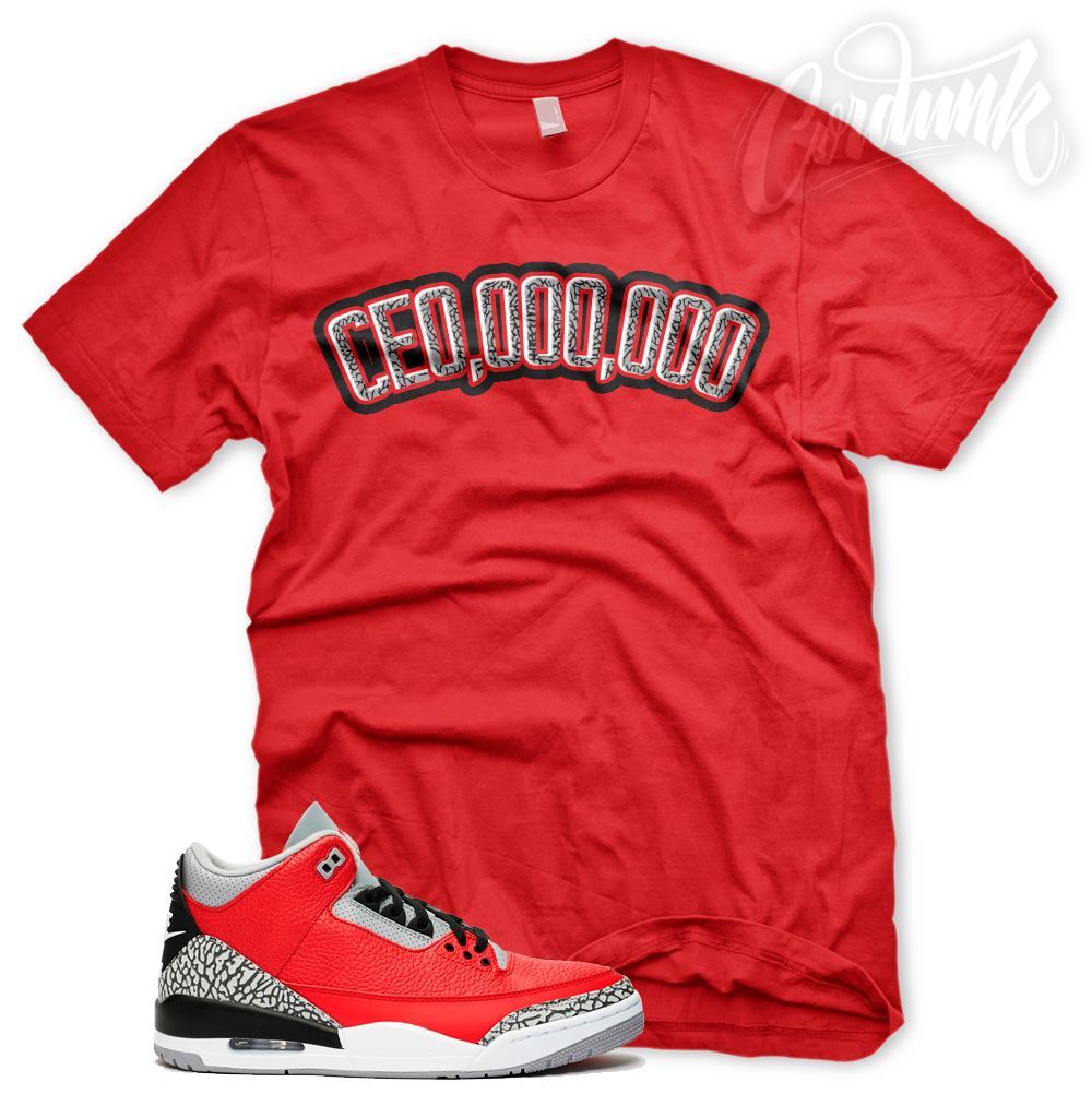 New “CEO” T Shirt for J1 3 Cement White Black Tinker Gray Red OG