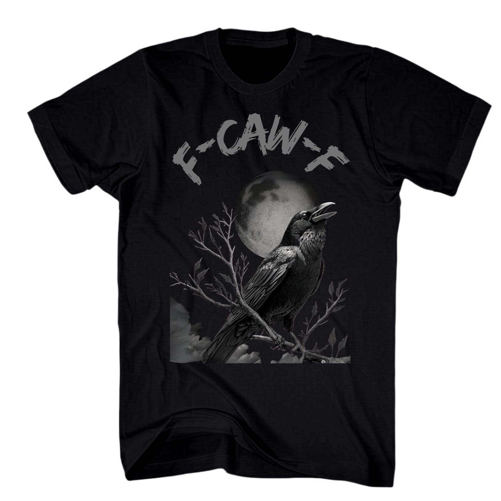 Black Crow F-Caw-F Shirt Black Bird Novelty T-Shirt Fcawf Funny Moon Small – 5XL