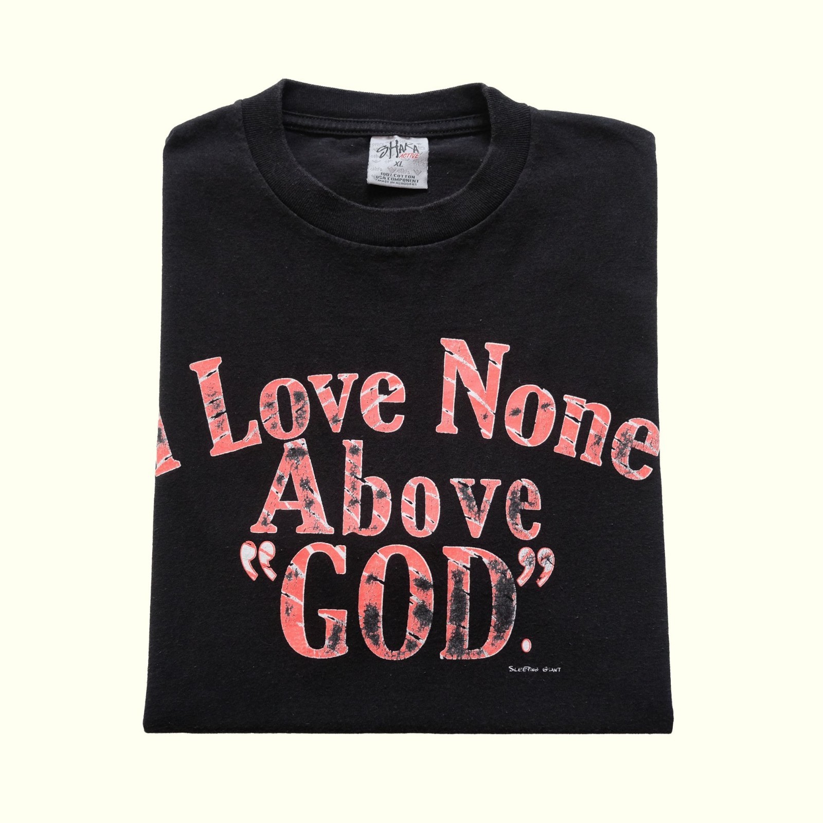 VTG Y2K 90s BIBLE LOVE NONE ABOVE GOD SHAKA GRAPHIC COTTON BLACK T SHIRT SZ XL