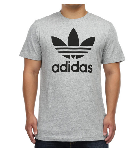 ADIDAS Vintage Trefoil Logo HEATHER GREY Regular Fit Short Sleeve T-shirt NWT
