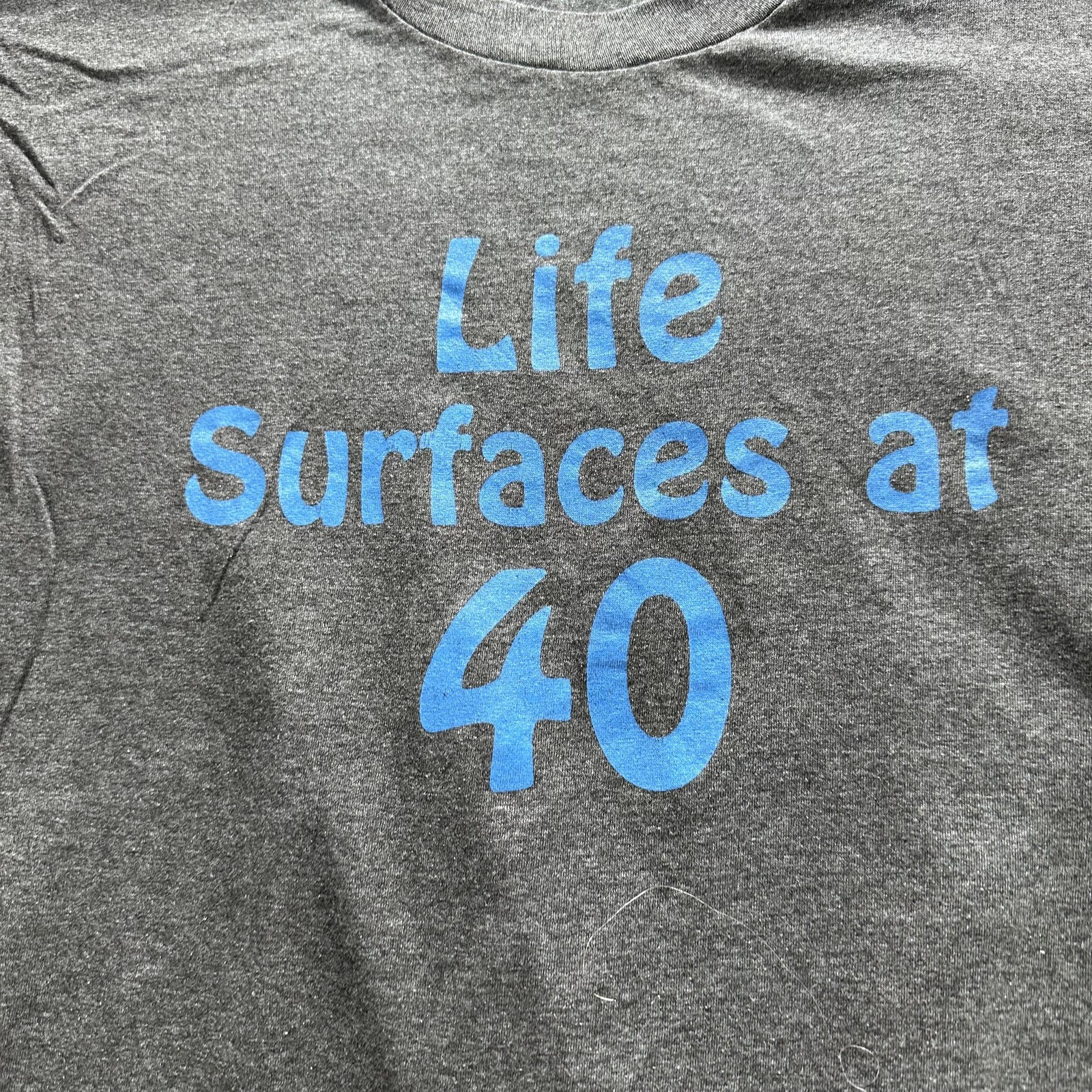 Life Surfaces At 40 Shirt Mens Large Gray Funny 40th Birthday Graphic Tee