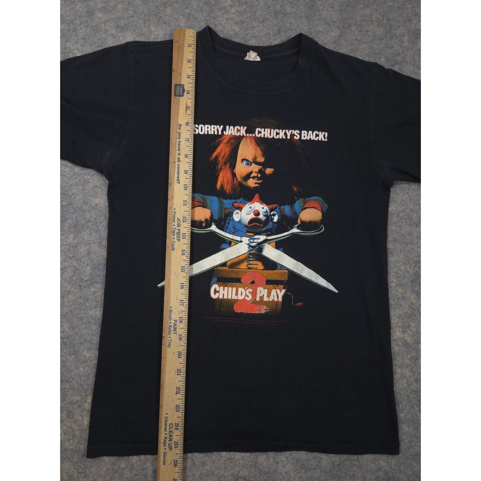 Childs Play 2 Chucky Horror Movie Graphic T-Shirt Black Small Vintage Anvil Tag