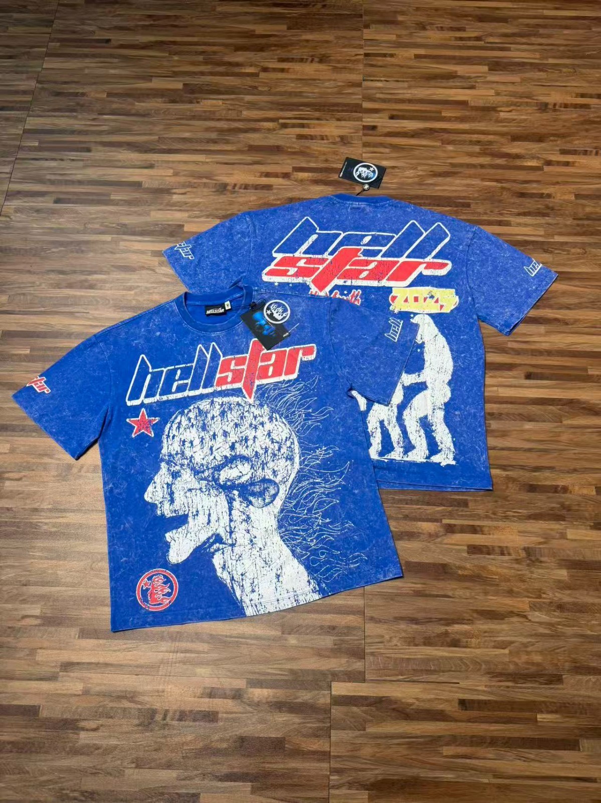 Hellstar tee shirt Men’s Klein Blue Cotton NEW