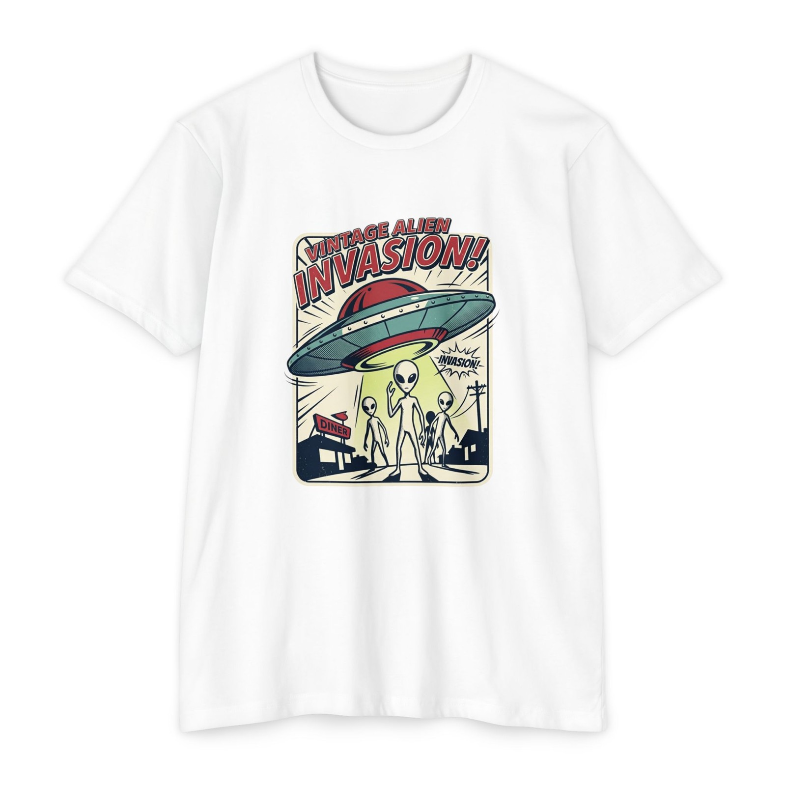Retro Alien Invasion T-Shirt | Vintage UFO Graphic