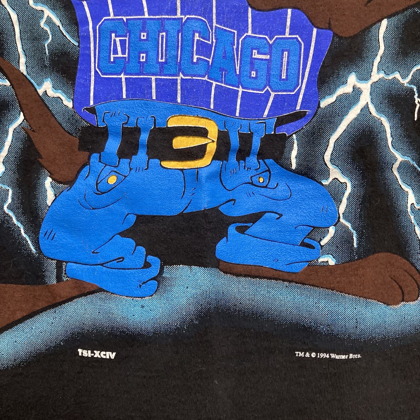 VTG Taz Chicago Lightning Baseball 90s 1994 Black T-Shirt XL Looney Tunes TSI