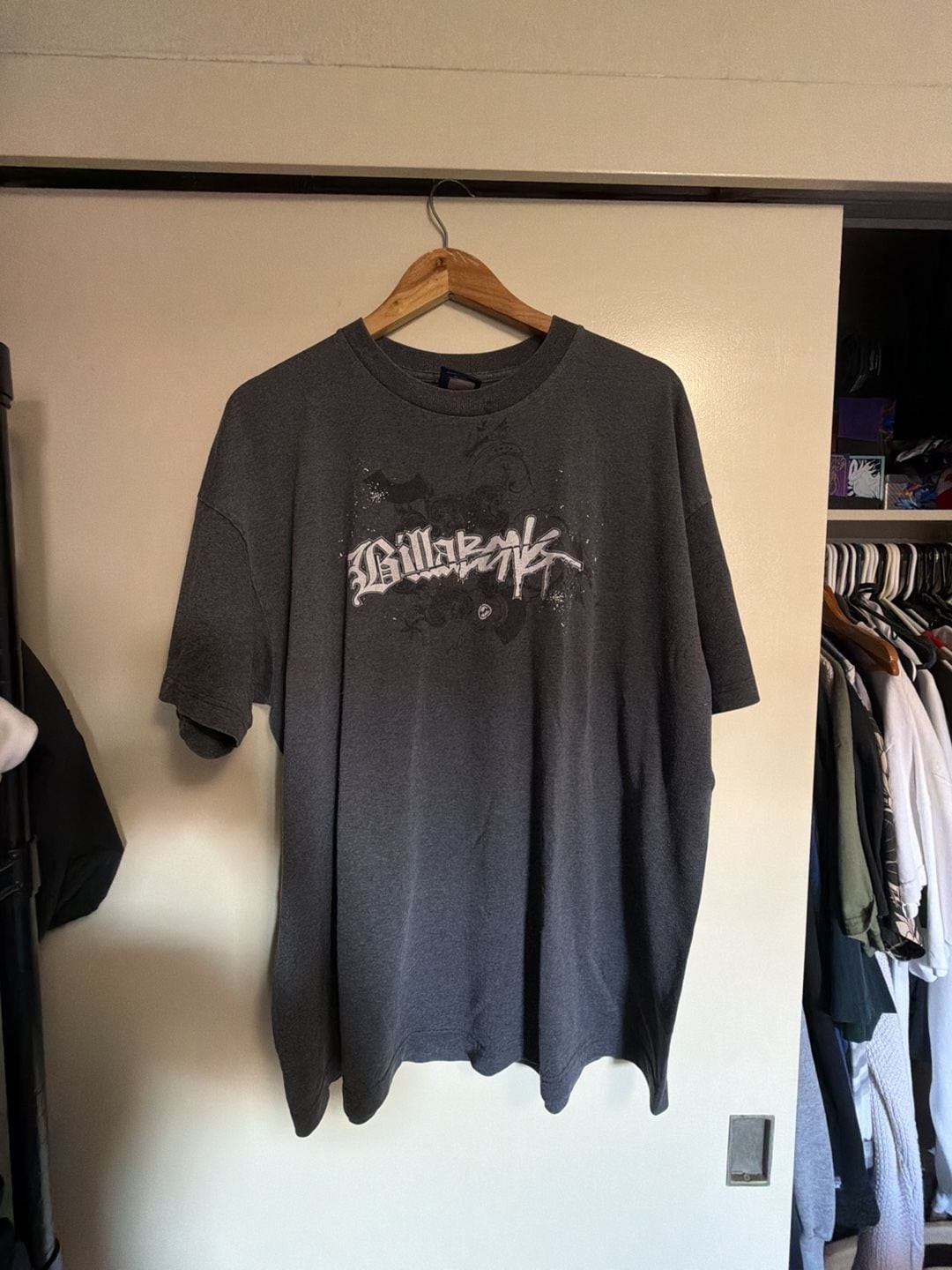 Vintage Billabong Y2K Logo Graphic T-Shirt Charcoal Grey XXL