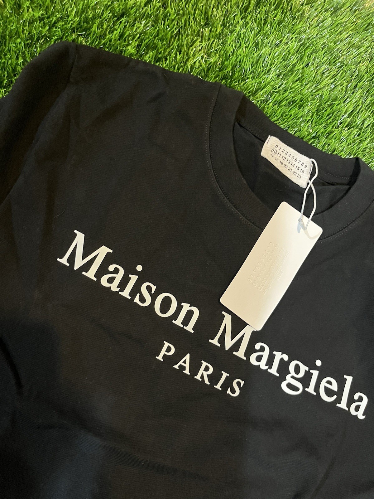 Maison Margiela Paris Long Sleeve Black Logo Shirt Size M New
