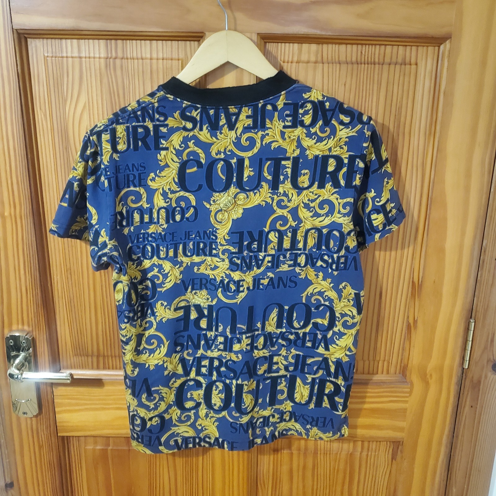 VERSACE JEANS COUTURE T-shirt Mens Baroque Logo All-Over Short Sleeve Size S
