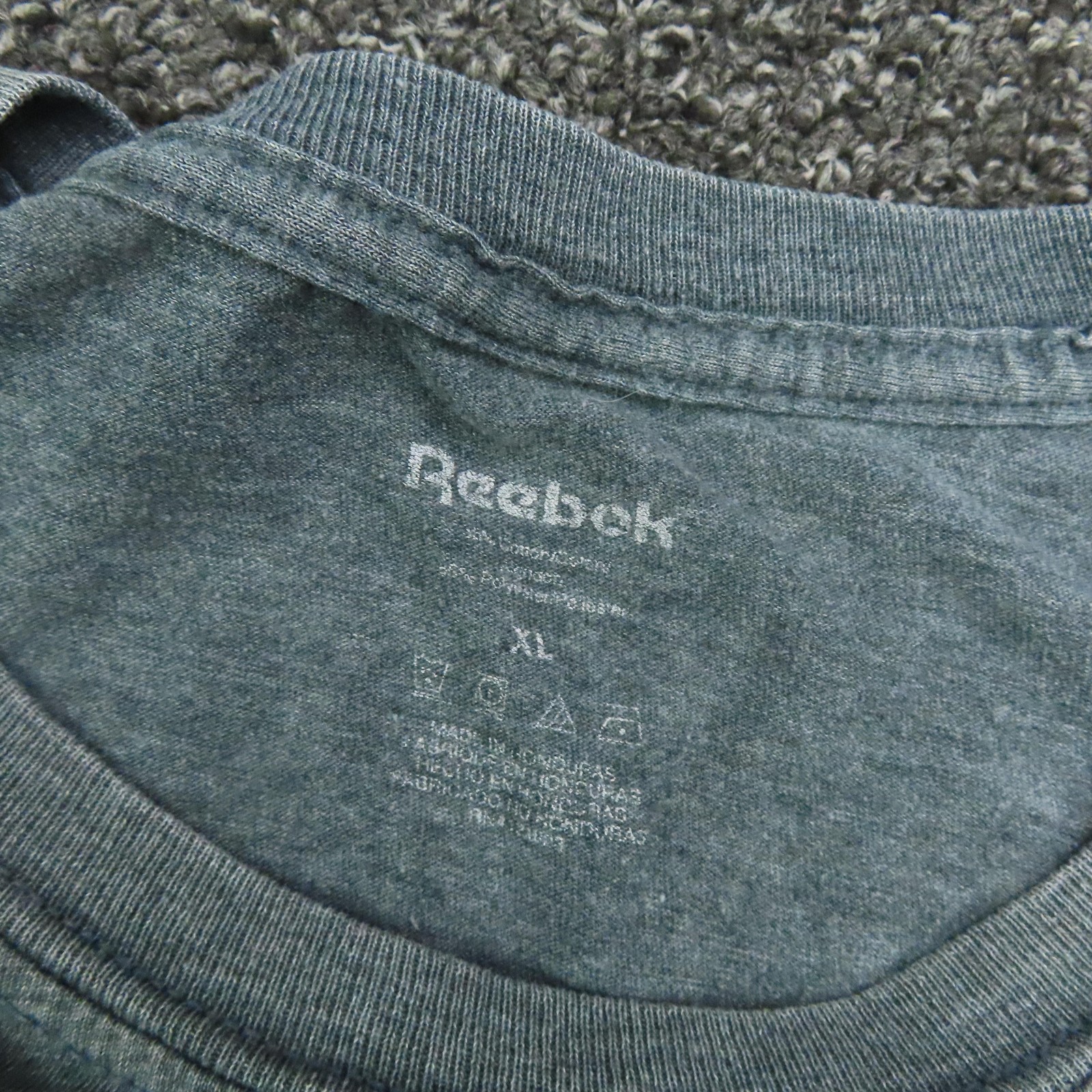 Reebok Shirt Mens Extra Large Blue Heather Logo Graphic Athletic Tee T-Shirt