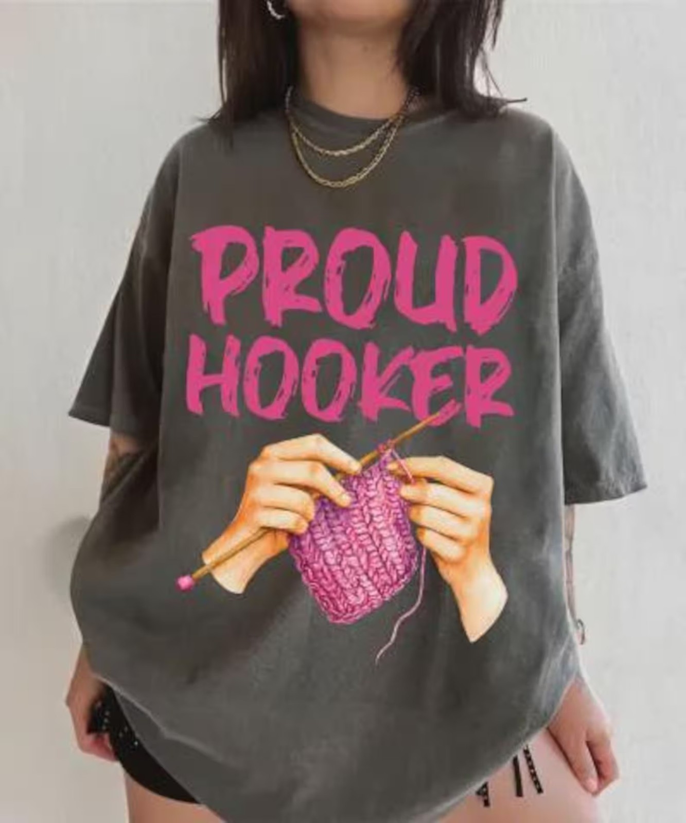 Proud Hooker Crochet Shirt Funny Crochet Graphic Tee Knitting Humor T-shirt
