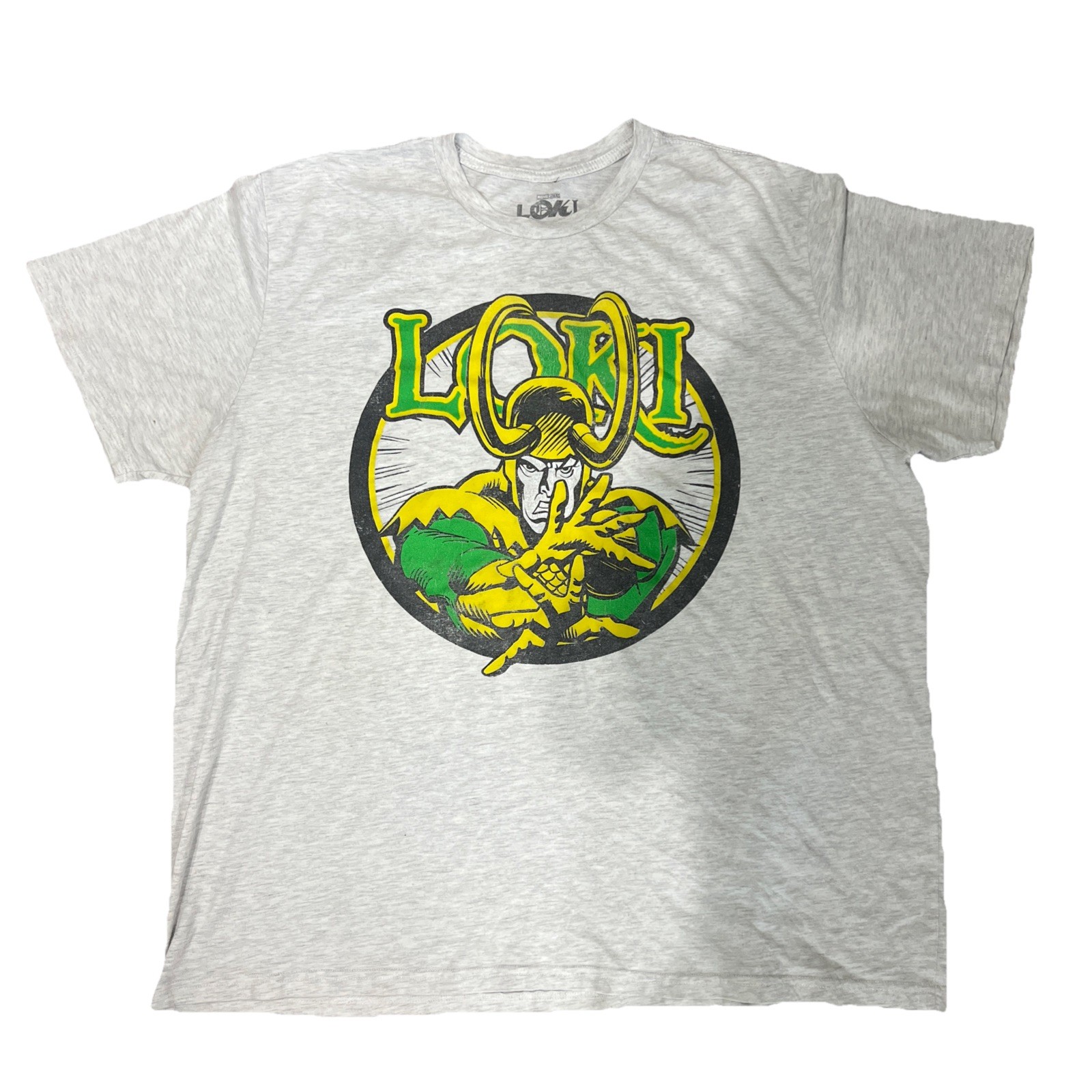 Marvel Loki T-Shirt Light Grey Size XLT Marvel Thor Asgard God Chaos Jokester