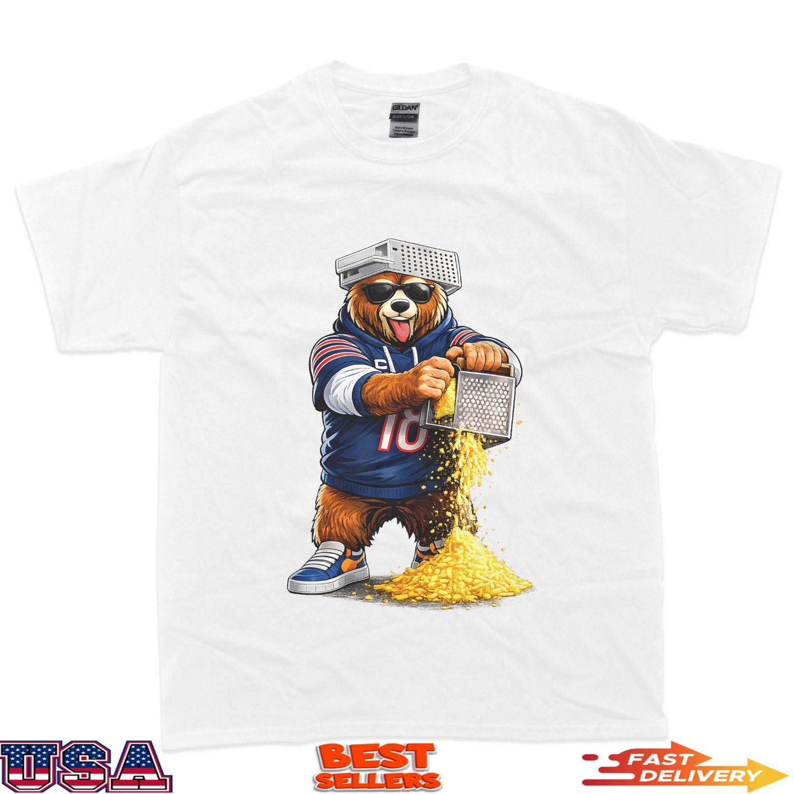 Bear With Cheese Grater Hat And Sunglasses T-Shirt