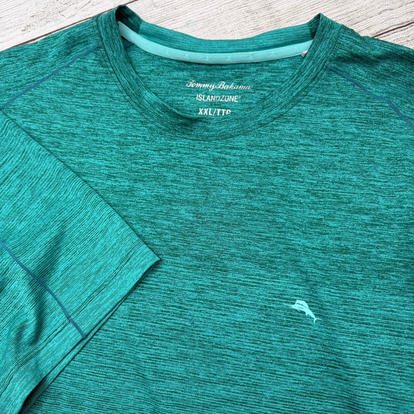 Tommy Bahama IslandZone Shirt 2XL Teal Performance T-Shirt Lightweight Stretch
