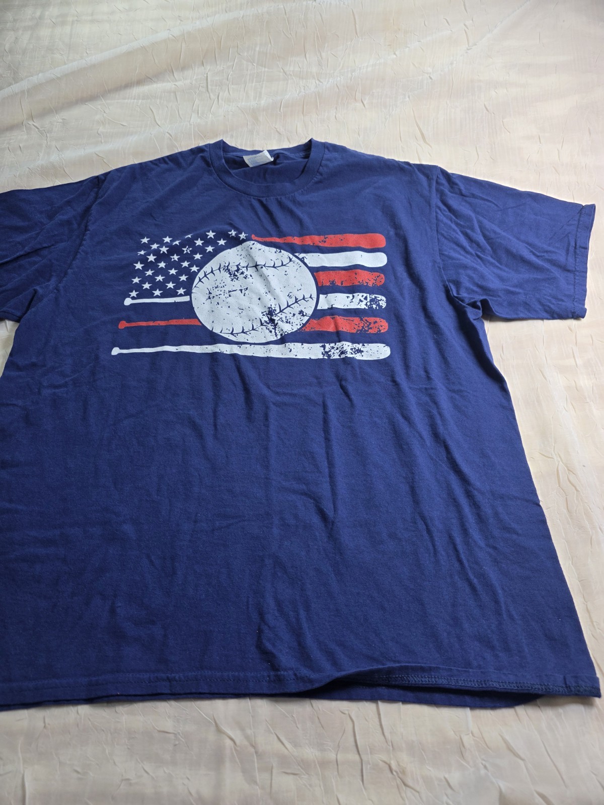 XL American Flag Baseball T-shirt, Sports Lovers Baseball Players Vintage Shirt