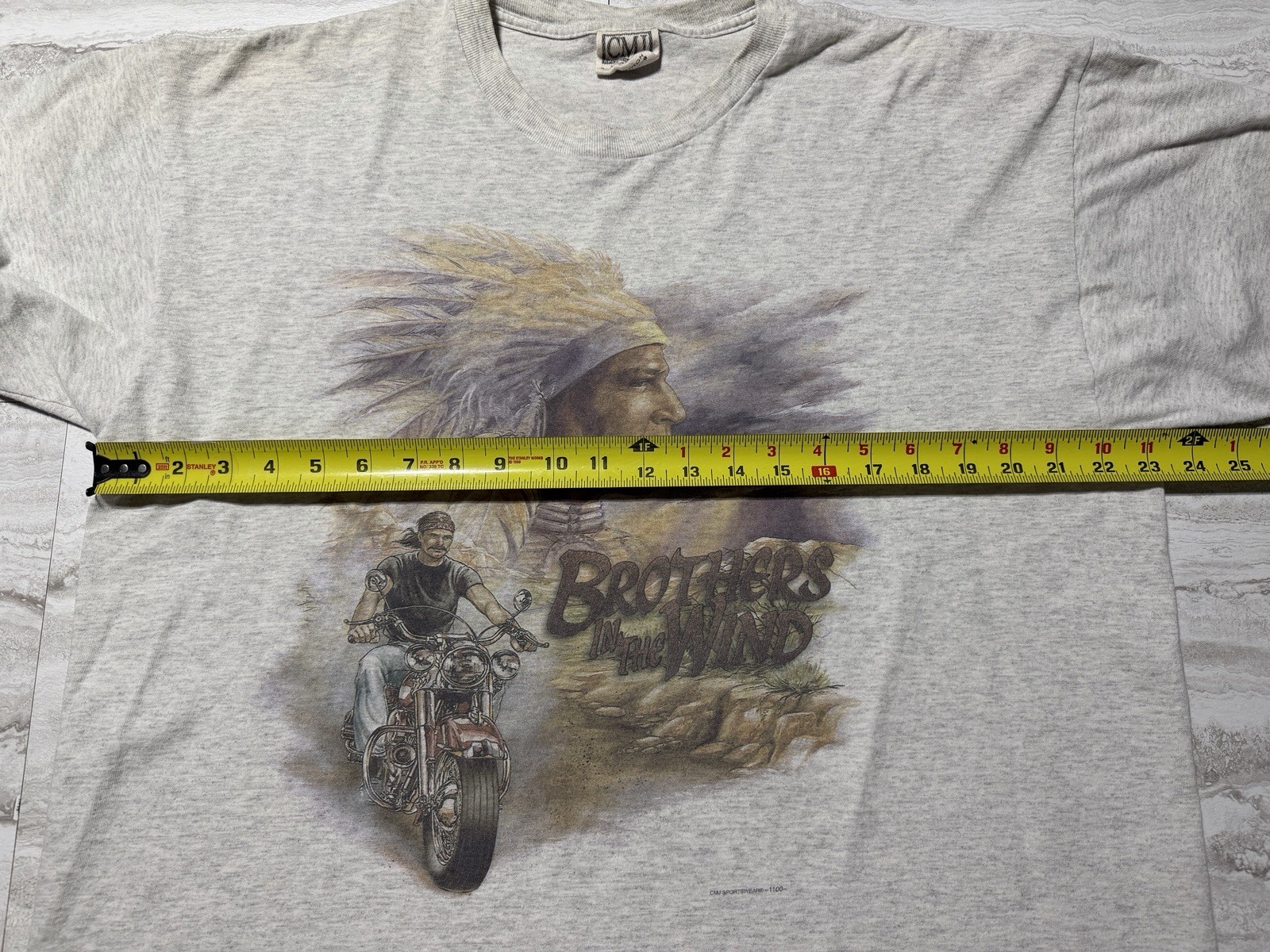 VTG CMJ Mens XL Brothers In The Wind Motorcycle Biker Indian Graphic Shirt 90s