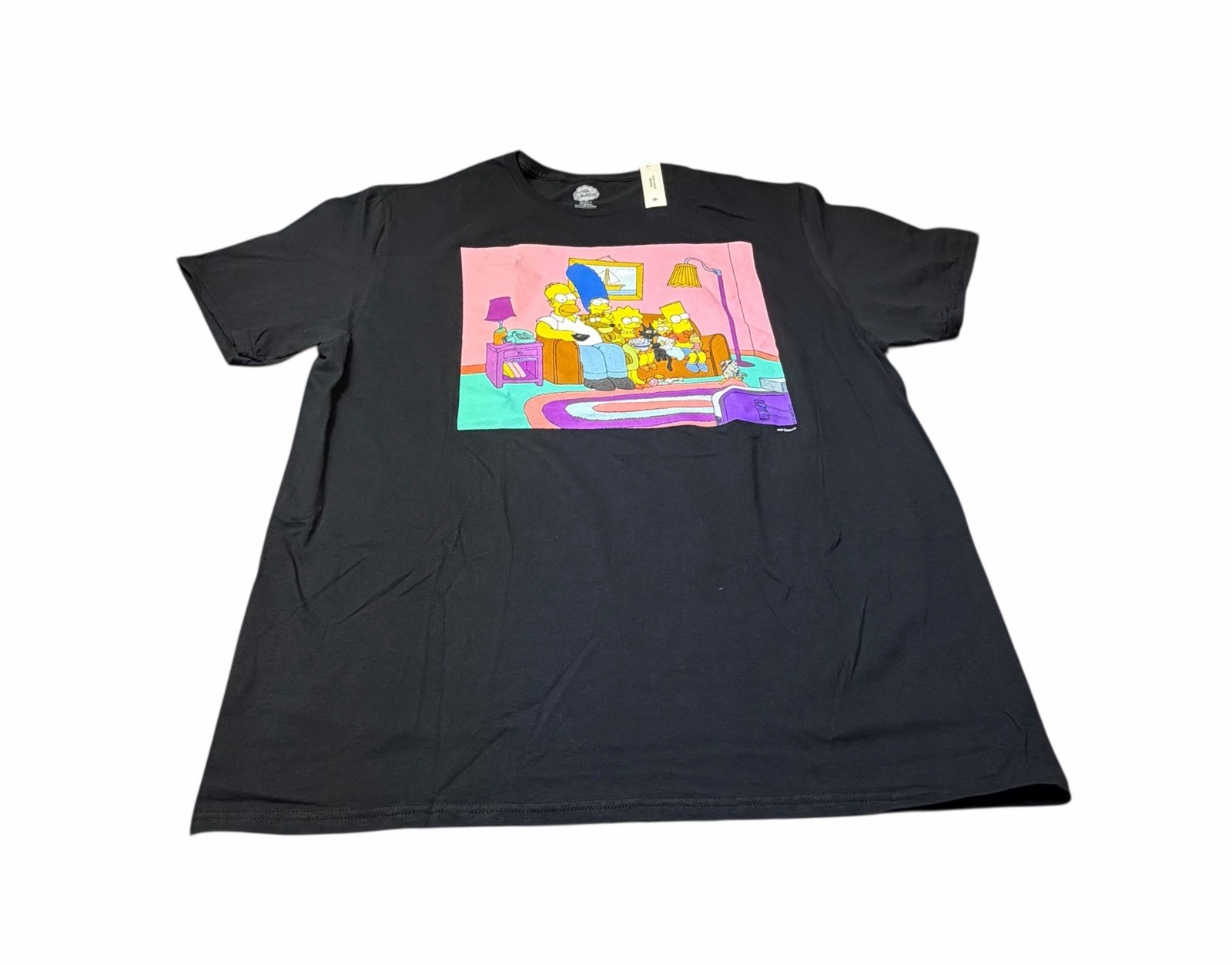 The Simpsons Family Time Couch Portrait Men’s Black T Shirt Size 2XL Tee NEW